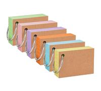 OWLKELA 600Pcs Flash Cards, A8 Index Card 2.91 * 2 Inches, 6 Colors, Ruled Revision Card with Kraft Paper and 6 Binder Rings, Study Cards for Office, School, and Home