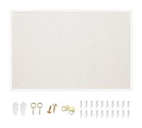 OWLKELA 90 x 60cm Linen Bulletin Board, White Framed Corkboard, White Oak Frame Linen Cork Board, Vision Board and Decorative Hanging Pin Board