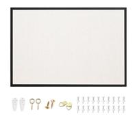 OWLKELA 90x60cm Linen Bulletin Board, Black Frame | Linen Cork Board, Wall-Mounted Hanging Pin Board with 20 Pushpins, Vision Board for Office, School, Home