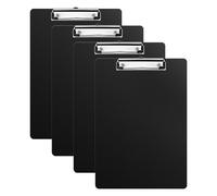 OWLKELA Clipboard A4, 4 Clipboard Folders with Hidden Hooks, Clipboards for Hanging, Plastic Clipboard A4 for Office, School, Workshop - Black