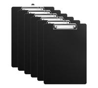 OWLKELA Clipboard A4, 6 Clipboard Folders with Hidden Hook, Clipboards for Hanging, Plastic Clipboard A4 for Office, School, Workshop - Black
