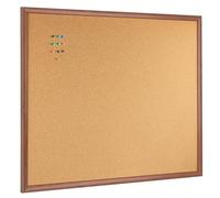 OWLKELA Cork Notice Board 90 x 60 cm Walnut Colour Bulletin Board with Cork Frame, Cork Board with Walnut and Oak Frame, Vision Board and Decorative Pin Board