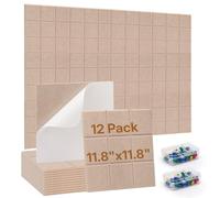 OWLKELA Large Cork Board, 120 x 90cm Felt Pin Board with 60 Push Pins, Self Adhesive Notice Boards for Wall, 12 Packs Bulletin Board for Photos Memos, Office, Kitchen and Home, Camel