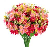 OWLKELA Pink Artificial Daisy Flowers, 6 Bundles Decorative Artificial Flower for Indoor & Outdoor, UV Resistant Fake Flowers for Vase, Grave, Garden