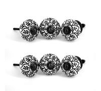 owlKraft Black & White Vintage Ceramic Knobs, Stylish Modern Drawer Pulls, Trendy Cabinet Door Knobs, Hardware for Kitchen, Bathroom Cabinets, Dressers, Spade Design, Set of 6