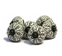 owlKraft Spade Black & White Ceramic Stone Cabinet Knobs, Vintage Decorative Drawer Pulls for Trendy Trendy Cabinets, Modern Dressers & Cupboards, Handcrafted Knobs for Kitchen & Furniture - Set of 6