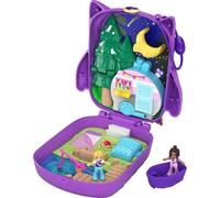 Polly Pocket Pocket World Owlnite Campsite Compact with Fun Reveals, Micro Polly and Shani Dolls, Boat and Sticker Sheet; For Ages 4 and Up, GKJ47