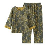 OWLONLINE Jacquard Weave Pajama Set Women's Hanfu Japanese Kimono Pajamas Suit Size M -W12