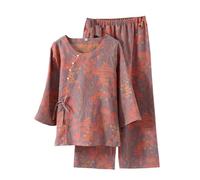 OWLONLINE Jacquard Weave Pajama Set Women's Hanfu Japanese Kimono Pajamas Suit Size XL -W16
