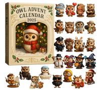 Owls Advent Calendar 2025, 24-Day Christmas Calendar, 24 Gifts with Mini Owl Figures, Unique Home Decoration and Christmas Decoration