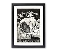 Owls At Winter By Theo Van Hoytema Classic Painting Framed Print | A2 Black Framed Wall Art | Ready to Hang | Classic Animal Picture | Living Room Bedroom Lounge Office