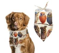 Owls Birds Dog Bandana Triangle Dog Scarf Washable Polyester Dog Bibs Cute Pet Bandana for Medium Large Dogs Puppy and Cats