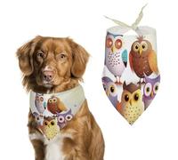 Owls Birds Dog Bandanas for Feeding Grooming, Triangle Pet Bibs Washable Pets Scarf for Cats & Dogs