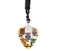 Owls Birds Guitar Pick Necklace Exquisite Titanium Steel Personalized Necklaces Cool Pendant Necklaces Fashion Guitar Pick Holder Necklace Unique Gifts for Adult