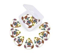 Owls Birds Guitar Picks 12 Pack Thin, Medium & Heavy 3 Different Thickness Celluloid Guitar Plectrums with Storage Box Personalized Guitar Pick for Acoustic Guitar, Bass