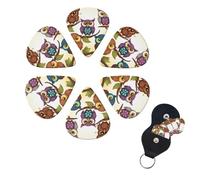 Owls Birds Guitar Picks 6 Pack 3 Different Thickness Celluloid Guitar Plectrums with Guitar Pick Holder Personalized Guitar Pick for Acoustic Guitar, Electric Guitar, Bass