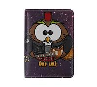 Owls Birds Guitar USA Passport Holder Real Leather Cover Case for Travel Men Women