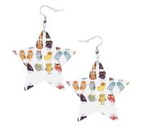 Owls Birds Leather Star Shaped Earrings Fashion Accessories Lightweight Festivals Parties Everyday Life