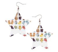 Owls Birds Leather Star Shaped Earrings Fashion Accessories Lightweight Festivals Parties Everyday Life