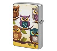 Owls Birds Lighter Case Metal Protective Cover with Double-Sided Art Design, Cool Lighters Pouch Shockproof Lighter Cover for Men Women Gifts, Lighters Not Included