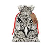 Owls Birds Print Christmas Drawstring Holiday Candy Bag Xmas Sacks Reusable Wrapping Bags Party Favor