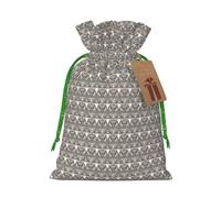 Owls Birds Print Festive Christmas Bag Drawstring Gift Reusable Sack For Holiday Presents Xmas