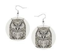 Owls Birds Printed Round Earrings For Women, 1 Pair Lightweight Leather Pierced Earrings Set Trendy Jewelry Gifts For Women Girls