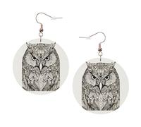 Owls Birds Printed Round Earrings For Women, 1 Pair Lightweight Leather Pierced Earrings Set Trendy Jewelry Gifts For Women Girls