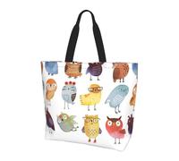 Owls Birds Reusable Tote Bag With Zip Waterproof Shoulder Bag With Pockets Casual Crossbody Handbags With Adjustable Shoulder Straps For Outdoors, College, Work, Gifts Shopping