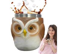 Owls Coffee Cup | 3D Owl Design Thermal Mug Travel Mug - Resin Decorative Animal Figures Stainless Steel Drinking Bottle Accessories Cute Accessories for On the Go Home Work