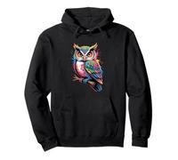 Owls Colorful Owl Bird Animal Nature Artful Creative Pullover Hoodie