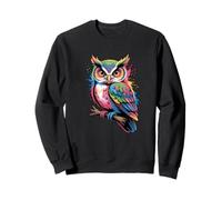 Owls Colorful Owl Bird Animal Nature Artful Creative Sweatshirt