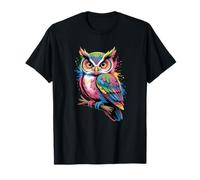 Owls Colorful Owl Bird Animal Nature Artful Creative T-Shirt