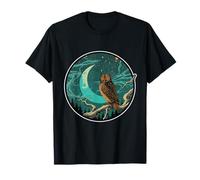 Owls Crescent Moons Night Mystic Sky Wisdom T-Shirt