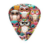 Owls-Cute 12 Pack Guitar Picks With 3 Thicknesses And Storage Box, Abs Plectrums For Electric Bass Guitar Players