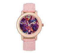 Owls Faces Art Women’s Watch Quartz Wristwatch Analog with Leather Strap for Office