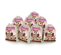 Owls Family Bunches Pocket Cotton And Hemp with Drawstring 8 Pieces Reusable Gift Bags Jewelry Pouch for Wedding DIY Craft Party (4.9 X 6.7 Inch)