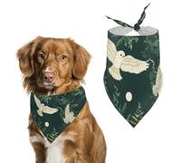 Owls Flying Moonlight Ferns Leaves Cute Dog Bandana Triangle Adjustable Washable Cat Scarf Pet Accessories