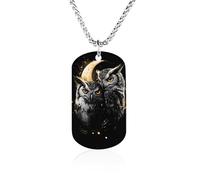 Owls Full Moon Memory Necklace Jewelry Hip Hop Chain Pendant Statement Necklaces for Men Women 23.6in（60cm）