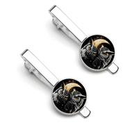 Owls Full Moon Men's Round Metal Tie Clip 1Pair Classic Tie Bar Jewelry Gift for Daily Business Anniversary