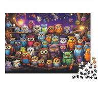 Owls Gathering Night 1000 Piece Colorful Owl Gathering Jigsaw Puzzle For Adults Thick Card Board Decompression Puzzle Game Great Gift Idea