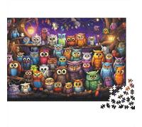 Owls Gathering Night 1000 Pieces Sturdy Cardboard Diy Jigsaw Puzzle Adult Jigsaws Educational Challenge Gifts Gift Idea 38x26cm/1000pcs