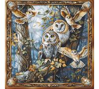 Owls in Forest Flying DIY 11CT Counted Cross Stitch Kits for Beginners Easy Stamped Fabric Embroidery Needlecraft Art Wall Decor 38x38cm(4)