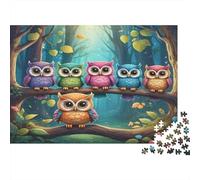 Owls in Forest Puzzle 1000 Piece Recycled Paper for Adults Adult Jigsaws Hard Difficult Challenging Game Fun Home Activity Great Gift for Kids Age 12 Years Up 52x38cm/1000pcs