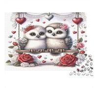 Owls in Love Puzzle 1000Pc Recycled Paper for Adults Puzzle for Adults Hard Difficult Challenging Game Fun Present & Activity for Home Great Gift Idea 52x38cm/1000pcs