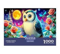 Owls in Snow Adult Jigsaw for Wall Decor: Owl in Colorful Night Scene Educational Game Decompression 1000Pc 70x50cm/1000pcs