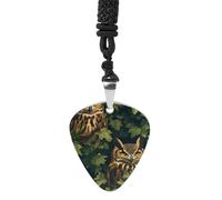 Owls in The Leaves Guitar Pick Pendant Necklace for Acoustic Electric Bass Players Guitar Accessories Guitarist Gifts