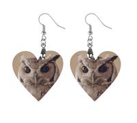 Owls Is Watching You Womens Wooden Dangle Earrings for Adults Drop Pendant Trendy Jewelry