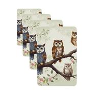Owls on a branch Car Air Fresheners Cards 4 Pcs Hanging Fragrance Scented Cards Long-Lasting Car Aromatherapy Tablets for Wardrobe Bathroom Car Interior Mirror Pendant Gifts