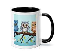Owls on A Branch Ceramic Coffee Mug with Handle 11 Ounces, Porcelain Mug Coffee Cup Tea Mug Water Cup Ideal for Coffee,Tea,Latte,Cappuccino,Microwave & Dishwasher Safe Unique Gift Cup